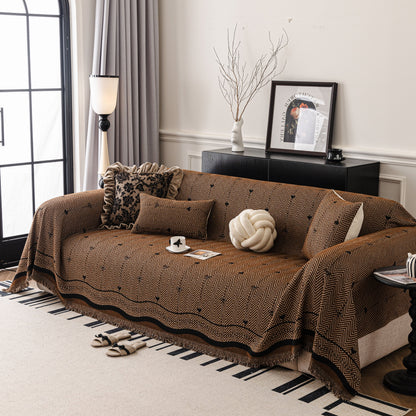 Chenille Couch Throw Cover Decorative Herringbone Sofa Blanket Protector for Couch