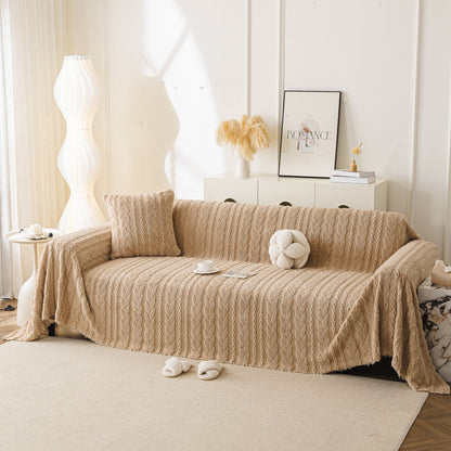 Thick Cozy 3D Cable Sofa Throw Cover, Plush Jacquard Warm Fleece Throw Blanket