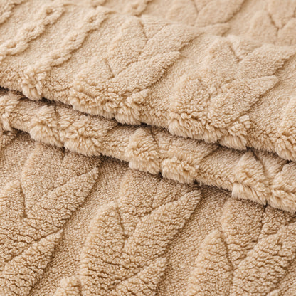 Thick Cozy 3D Cable Sofa Throw Cover, Plush Jacquard Warm Fleece Throw Blanket