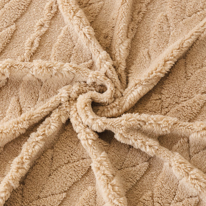 Thick Cozy 3D Cable Sofa Throw Cover, Plush Jacquard Warm Fleece Throw Blanket
