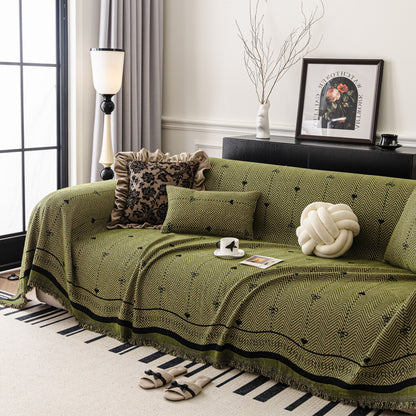 Chenille Couch Throw Cover Decorative Herringbone Sofa Blanket Protector for Couch