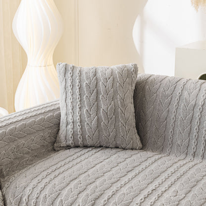 Thick Cozy 3D Cable Sofa Throw Cover, Plush Jacquard Warm Fleece Throw Blanket