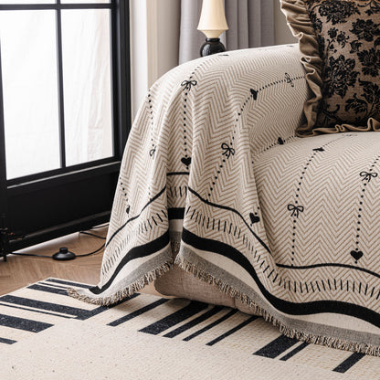 Chenille Couch Throw Cover Decorative Herringbone Sofa Blanket Protector for Couch