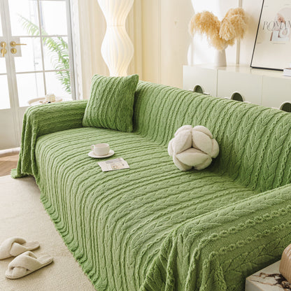 Thick Cozy 3D Cable Sofa Throw Cover, Plush Jacquard Warm Fleece Throw Blanket