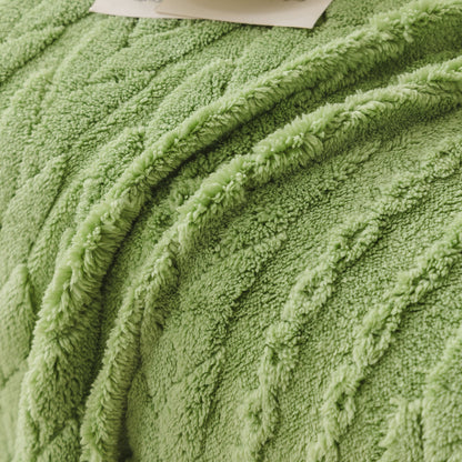 Thick Cozy 3D Cable Sofa Throw Cover, Plush Jacquard Warm Fleece Throw Blanket