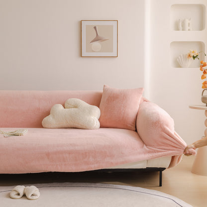 Soft Plush Warm Sofa Cover Stretchable Cozy Velvet Couch Protector for Fall & Winter