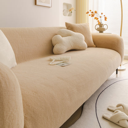 Soft Plush Warm Sofa Cover Stretchable Cozy Velvet Couch Protector for Fall & Winter