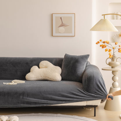 Soft Plush Warm Sofa Cover Stretchable Cozy Velvet Couch Protector for Fall & Winter