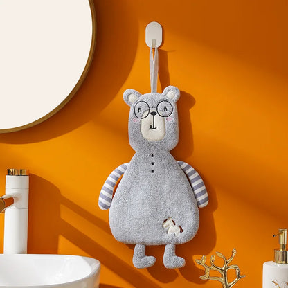 DecorBites™ Kids Coral Velvet Hanging Hand Towel: Soft, Skin-Friendly Kitchen & Bathroom Towel