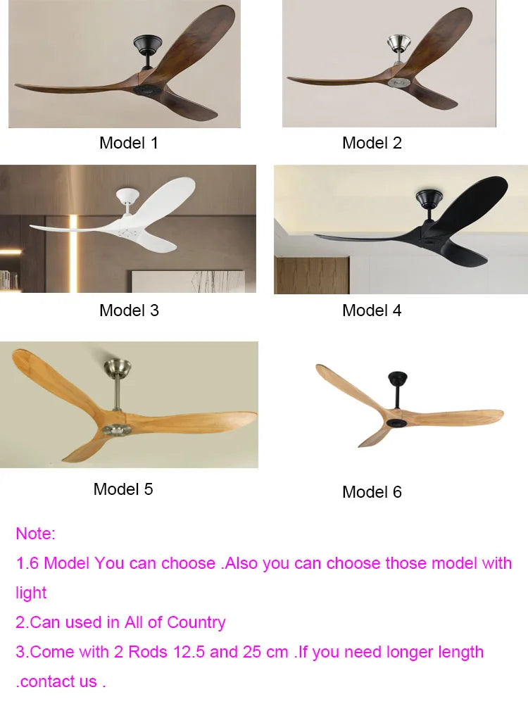 DecorBites™ 88" Large Wood Blade Ceiling Fan with Remote Control and DC Motor