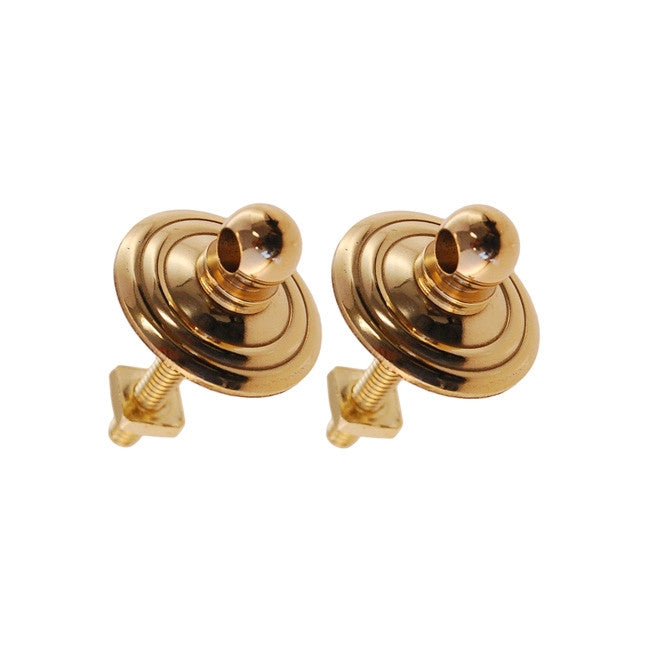 Early American Stamped Brass Bail Handle Backplates 1" Diameter, Sold in Pairs