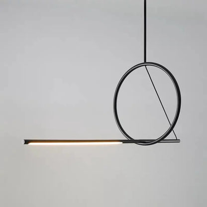 DecorBites™ Art Line LED Chandelier Black Iron Pendant Light for Dining Kitchen Bar