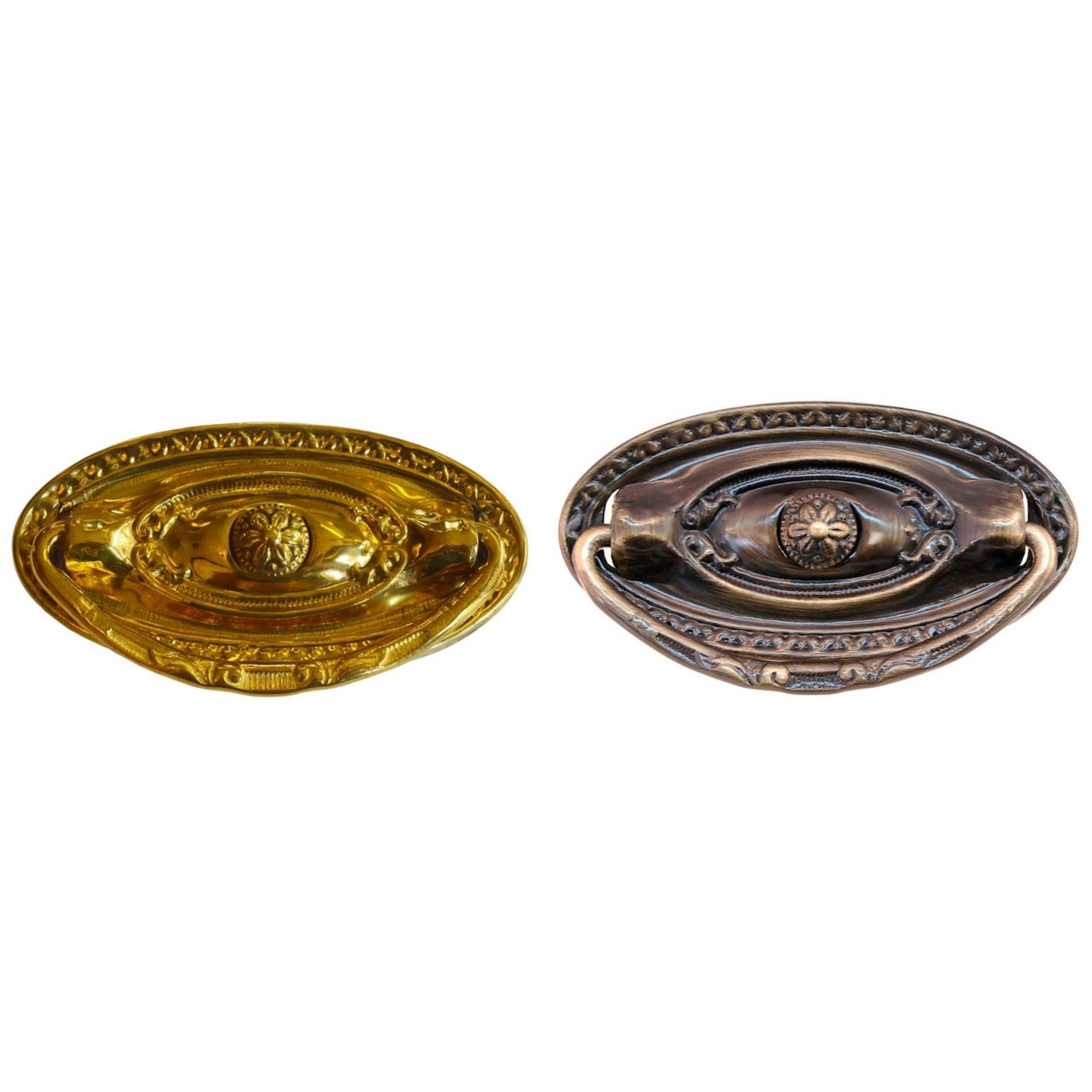 Ornate Brass or Antique Brass Drawer Pull