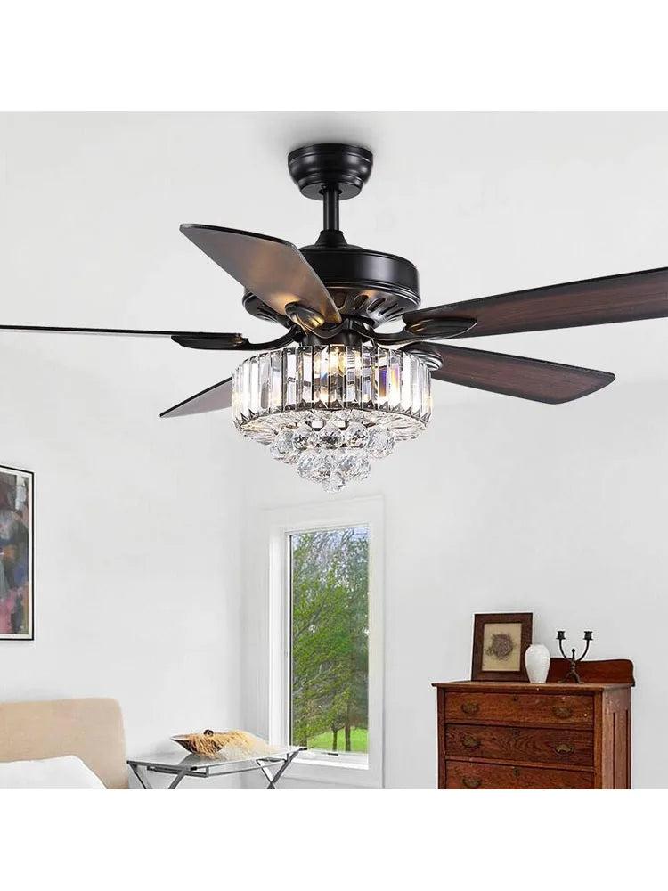 DecorBites™ Crystal Ceiling Fan with Light & Remote Control, 52 Inch Luxury Design