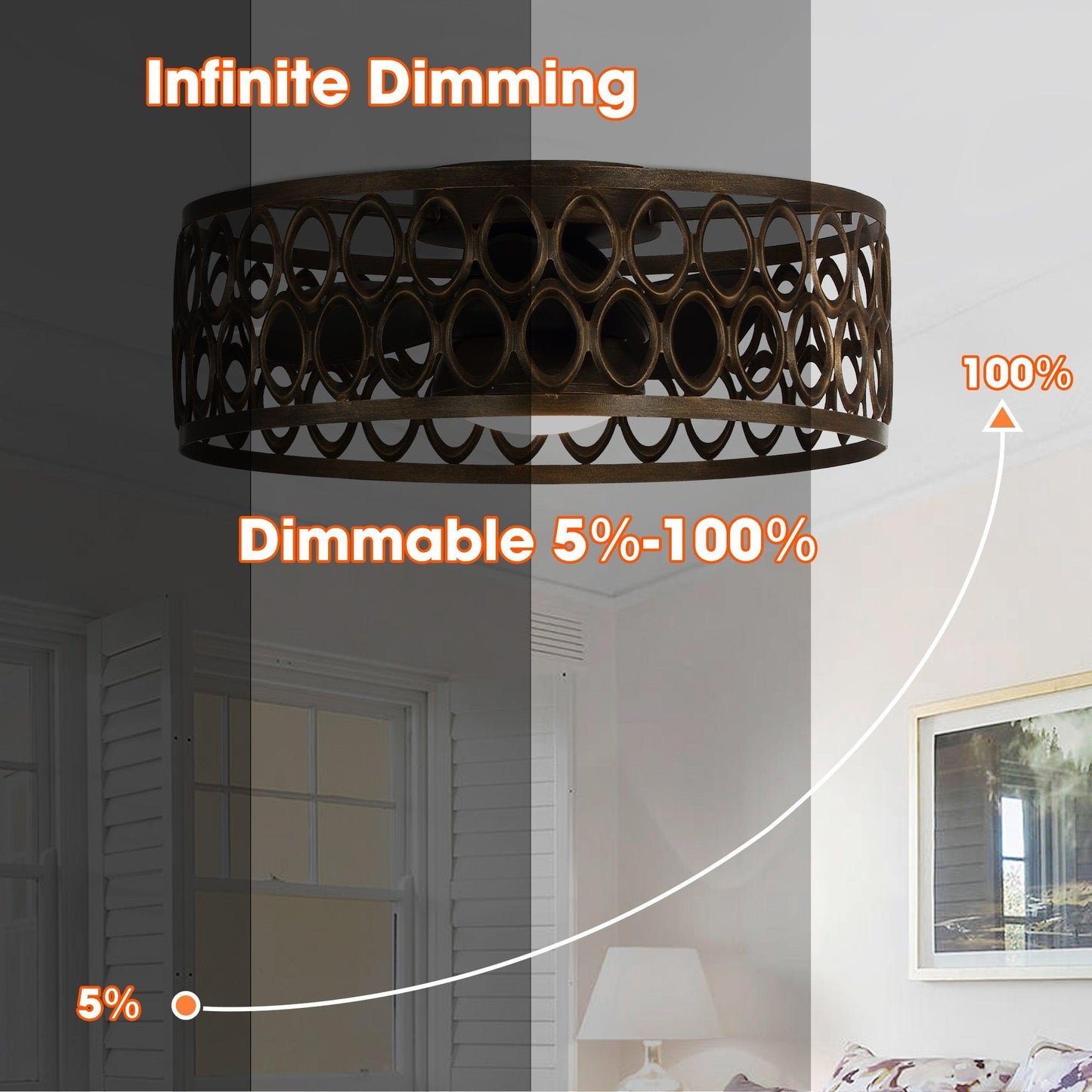 21" Kanpur Farmhouse Flush Mount Reversible Ceiling Fan with LED Lighting and Remote Control