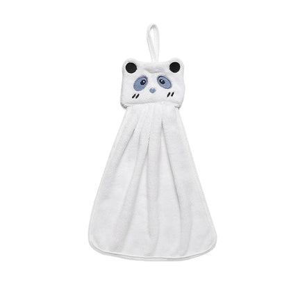 DecorBites™ Cartoon Animal Hand Towel: Soft & Absorbent Coral Velvet Cloth for Home & Kitchen