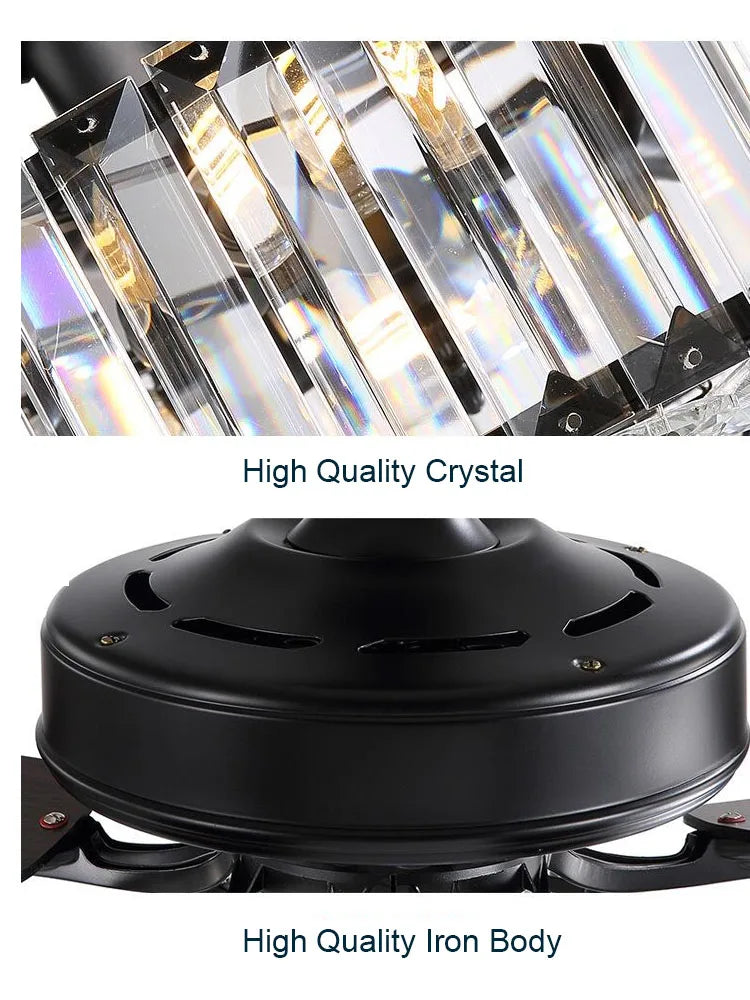 DecorBites™ Crystal Ceiling Fan with Light & Remote Control, 52 Inch Luxury Design