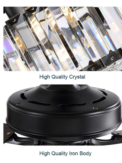 DecorBites™ Crystal Ceiling Fan with Light & Remote Control, 52 Inch Luxury Design