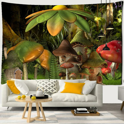 DecorBites™ Cartoon Planet Mushroom Tapestry Wall Hanging for Psychedelic Room Decor