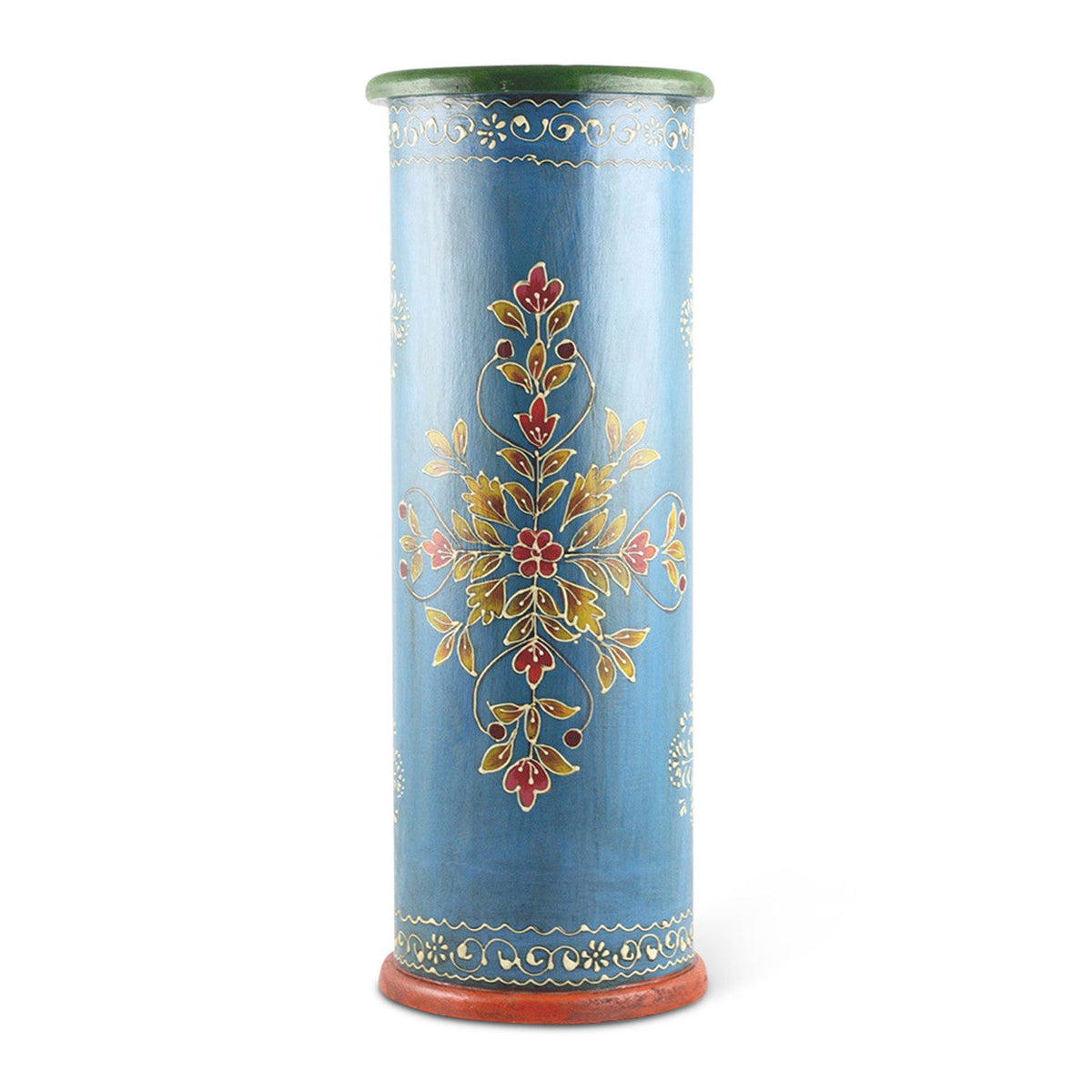 Handcrafted Hand-painted Blue Wooden Umbrella Stand