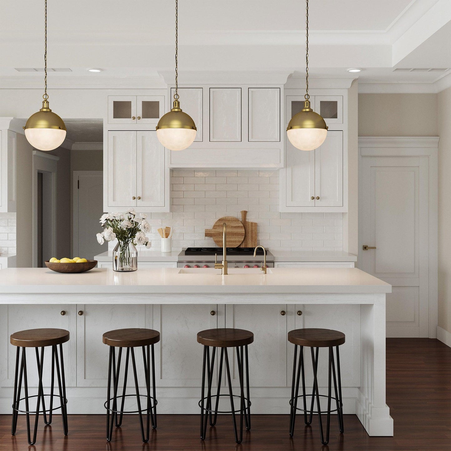 Aaron 12" 2-Light Gold Dimmable Island Pendant Light