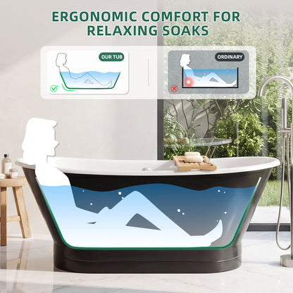 67" Cast Iron Freestanding Bathtub, Drain and Overflow Kit Included