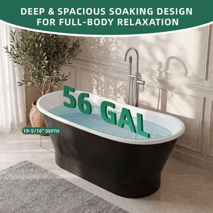 67" Cast Iron Freestanding Bathtub, Drain and Overflow Kit Included