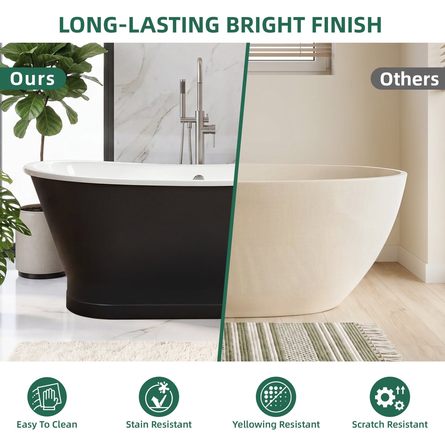 67" Cast Iron Freestanding Bathtub, Drain and Overflow Kit Included