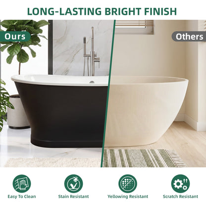 67" Cast Iron Freestanding Bathtub, Drain and Overflow Kit Included