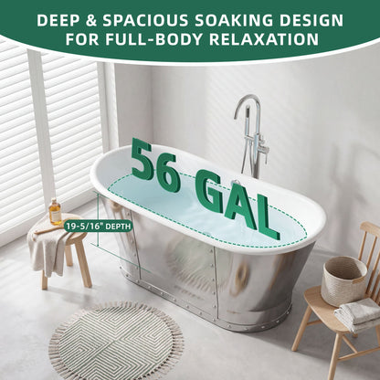 67" Cast Iron Freestanding Bathtub, Drain and Overflow Kit Included