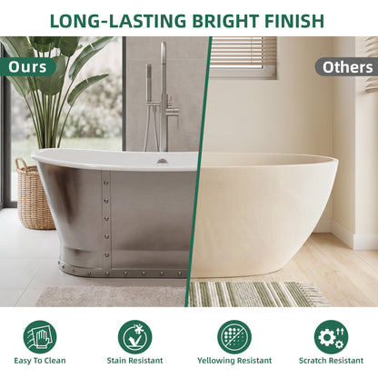 67" Cast Iron Freestanding Bathtub, Drain and Overflow Kit Included