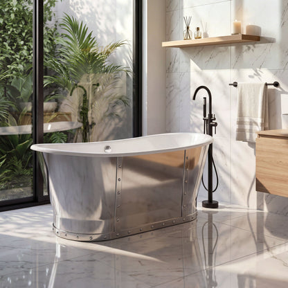 67" Cast Iron Freestanding Bathtub, Drain and Overflow Kit Included