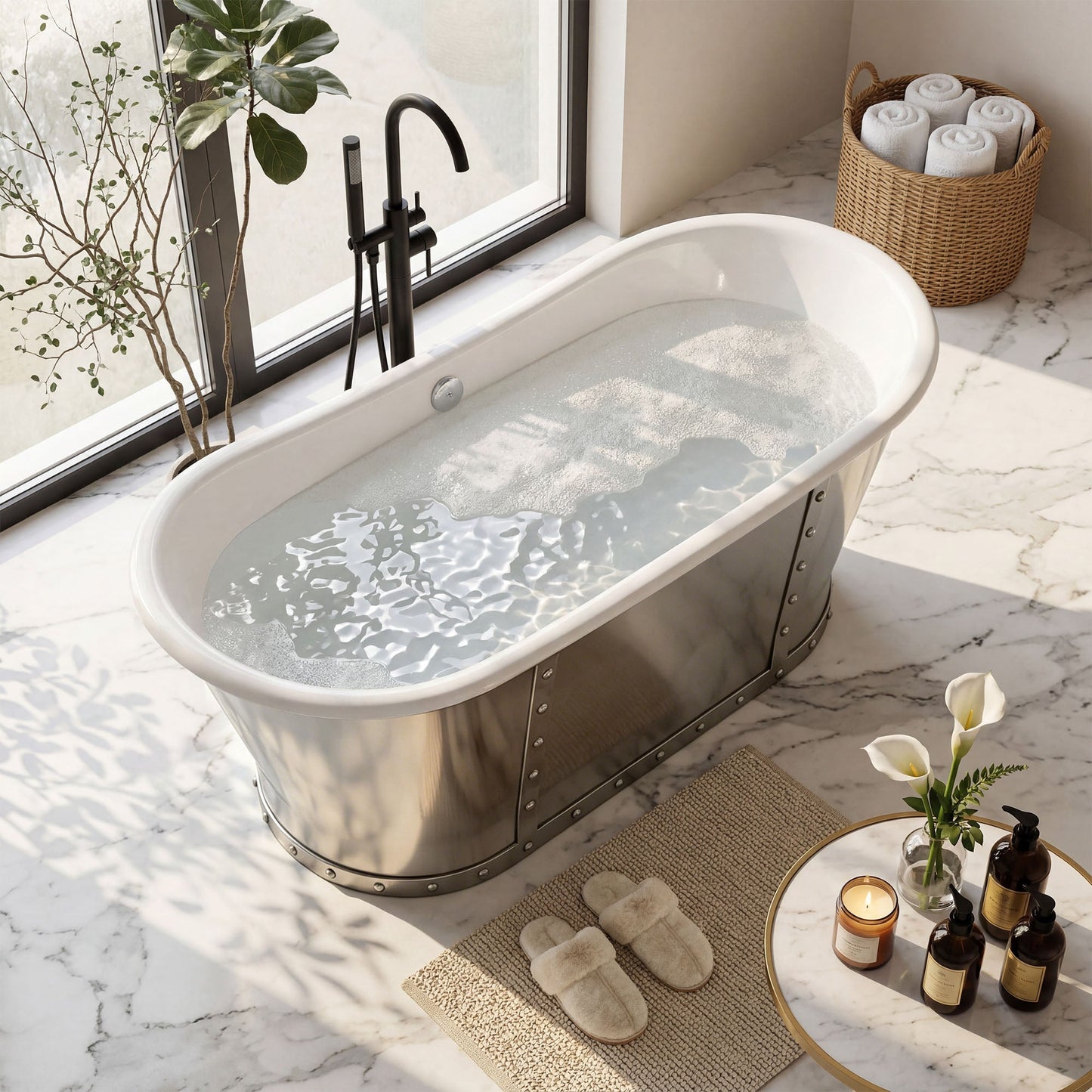 67" Cast Iron Freestanding Bathtub, Drain and Overflow Kit Included