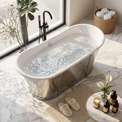 67" Cast Iron Freestanding Bathtub, Drain and Overflow Kit Included