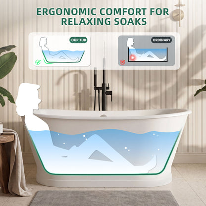 67" Cast Iron Freestanding Bathtub, Drain and Overflow Kit Included