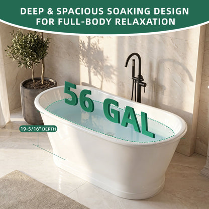 67" Cast Iron Freestanding Bathtub, Drain and Overflow Kit Included