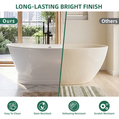 67" Cast Iron Freestanding Bathtub, Drain and Overflow Kit Included