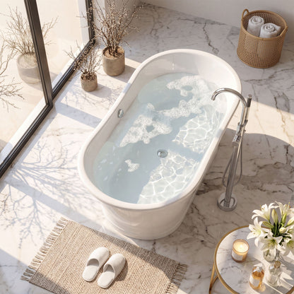 67" Cast Iron Freestanding Bathtub, Drain and Overflow Kit Included
