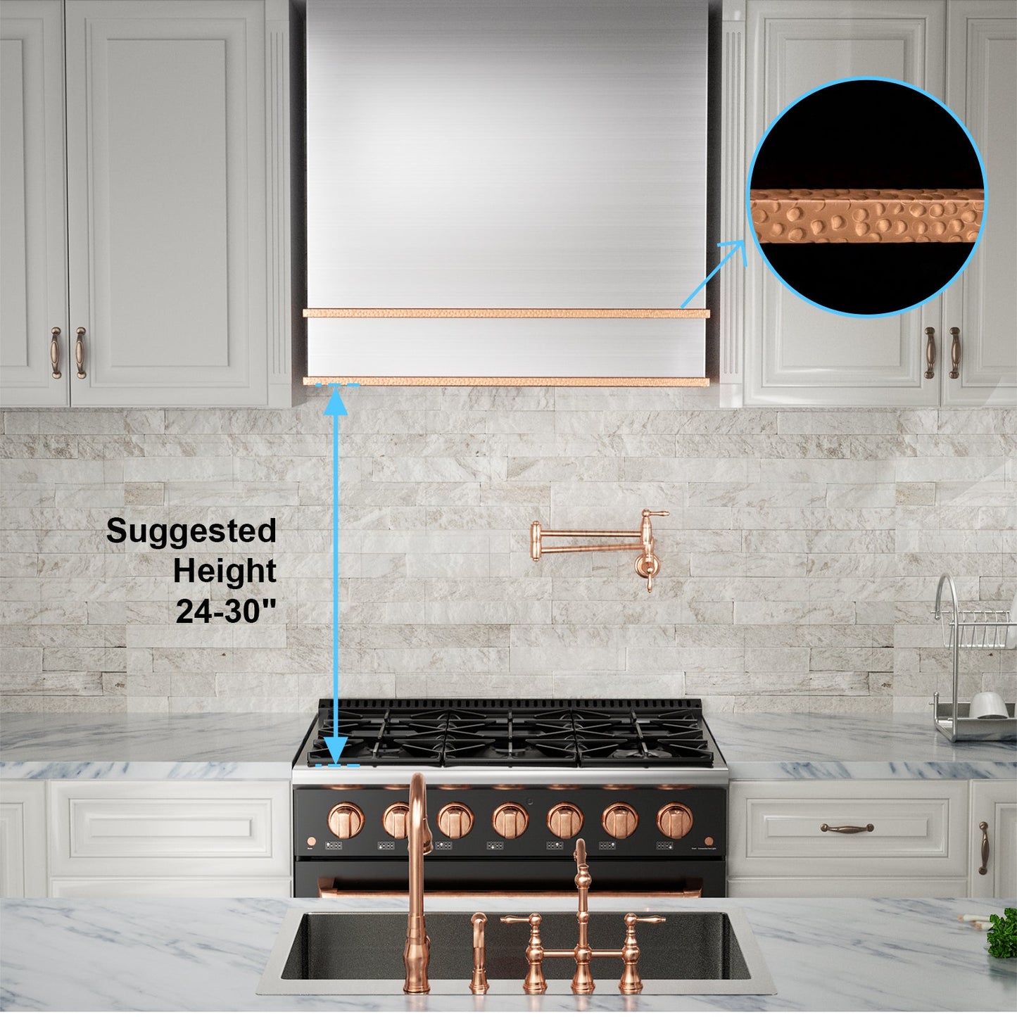 Akicon 30" Stainless Steel Wall Mount Range Hood with 600 CFM Vent Hood - AK-HS30HB-BS