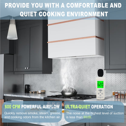 Akicon 30" Stainless Steel Wall Mount Range Hood with 600 CFM Vent Hood - AK-HS30HC-SW