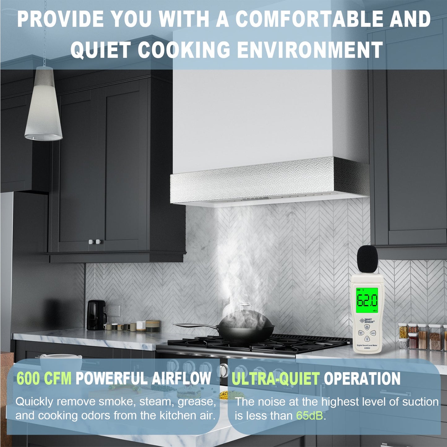 Akicon 30" Stainless Steel Wall Mount Range Hood with 600 CFM Vent Hood - AK-HS30HD-SW