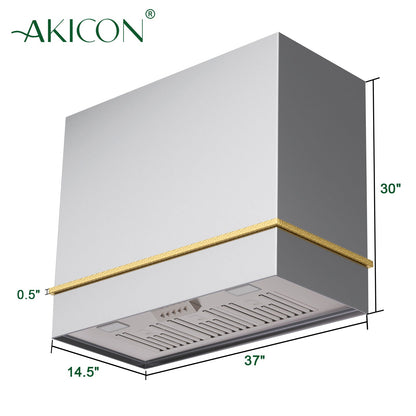 Akicon 36" Stainless Steel Wall Mount Range Hood with 600 CFM Vent Hood - AK-HS36HA-BS