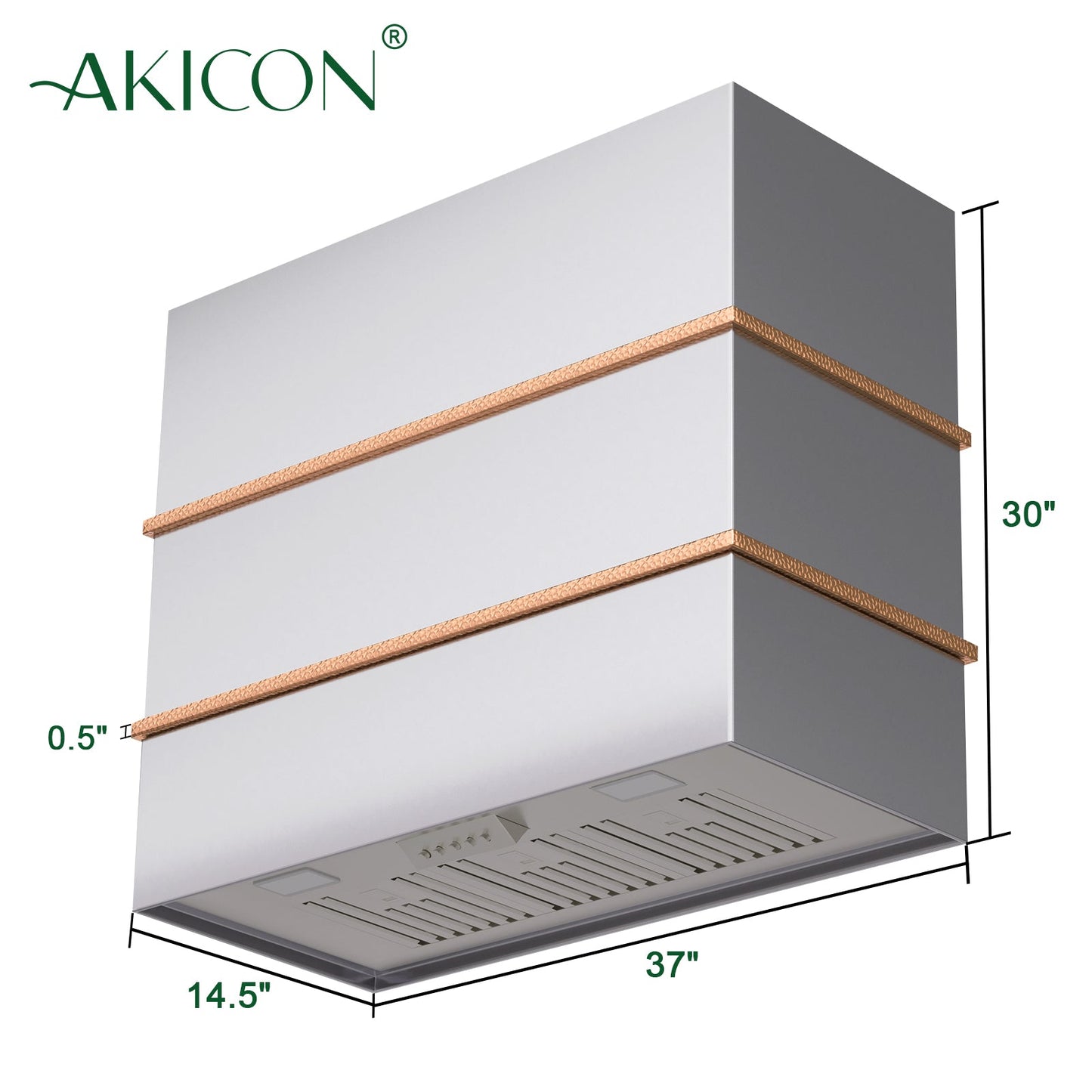 Akicon 36" Stainless Steel Wall Mount Range Hood with 600 CFM Vent Hood - AK-HS36HC-BS
