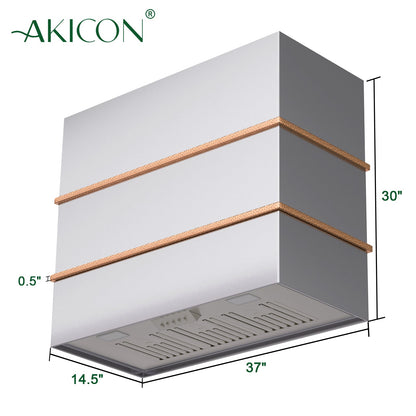 Akicon 36" Stainless Steel Wall Mount Range Hood with 600 CFM Vent Hood - AK-HS36HC-BS