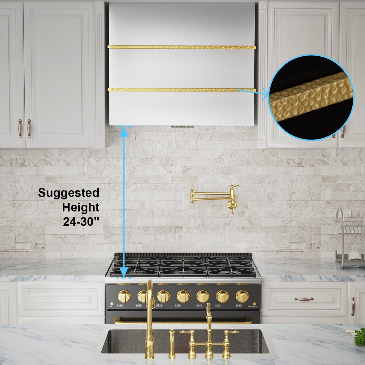 Akicon 36" Stainless Steel Wall Mount Range Hood with 600 CFM Vent Hood - AK-HS36HC-BS