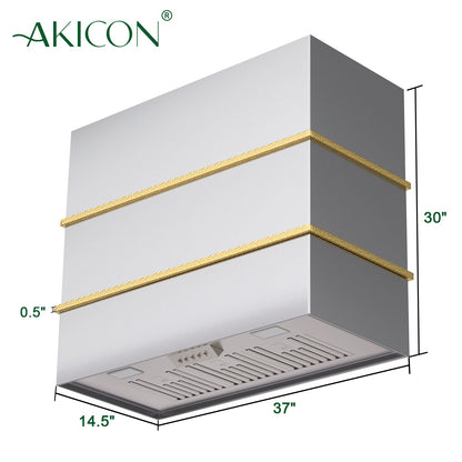 Akicon 36" Stainless Steel Wall Mount Range Hood with 600 CFM Vent Hood - AK-HS36HC-BS