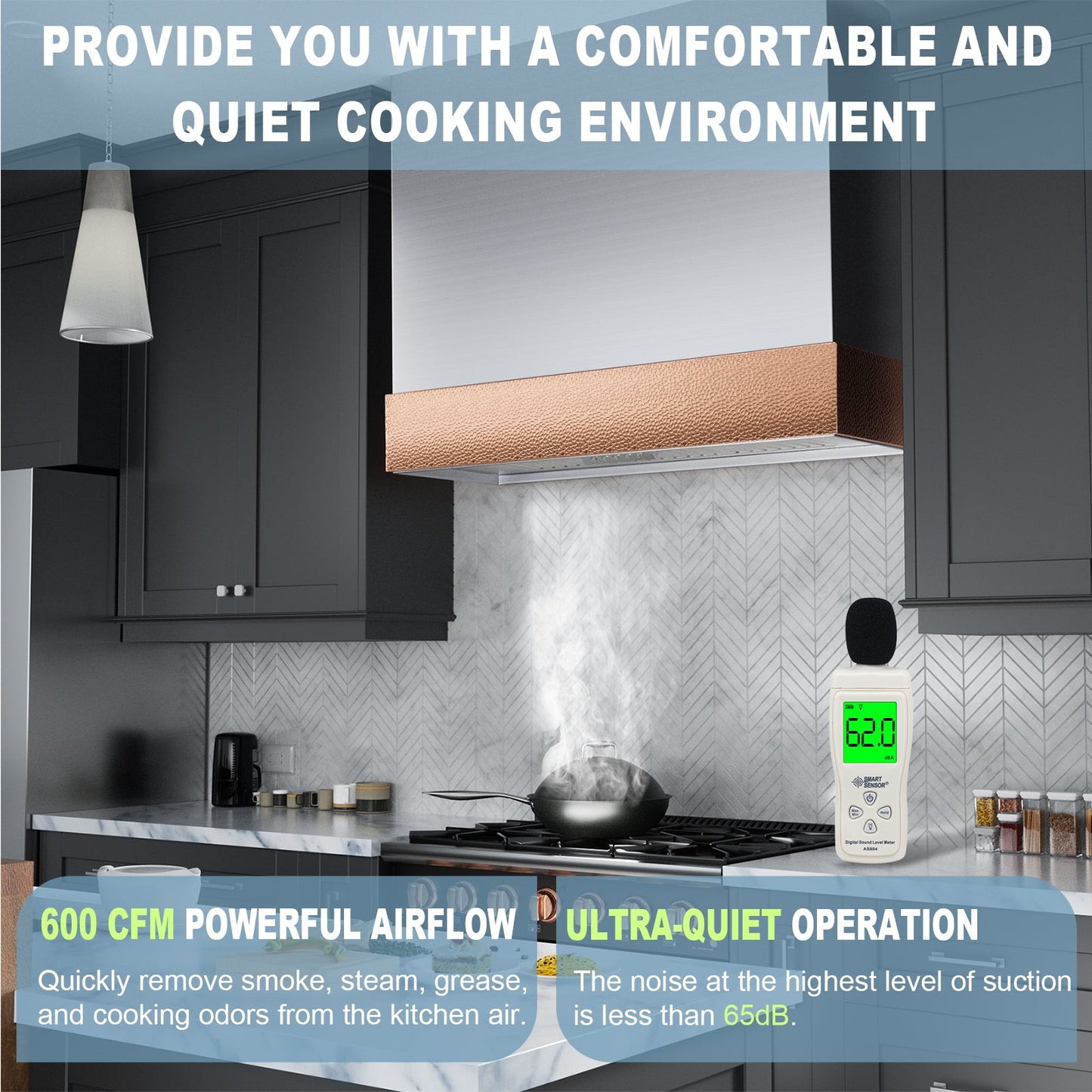 Akicon 36" Stainless Steel Wall Mount Range Hood with 600 CFM Vent Hood - AK-HS36HD-BS