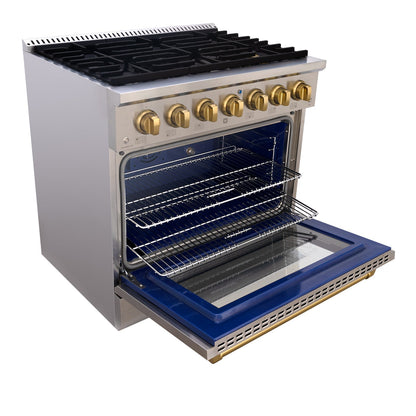 36" Slide-in Freestanding Professional Style Gas Range with 5.2 Cu. Ft. Oven, 6 Burners - AK-JK36A1-S