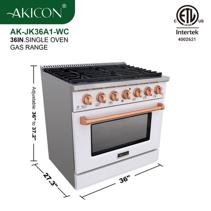 36" Slide-in Freestanding Professional Style Gas Range with 5.2 Cu. Ft. Oven, 6 Burners - AK-JK36A1-W