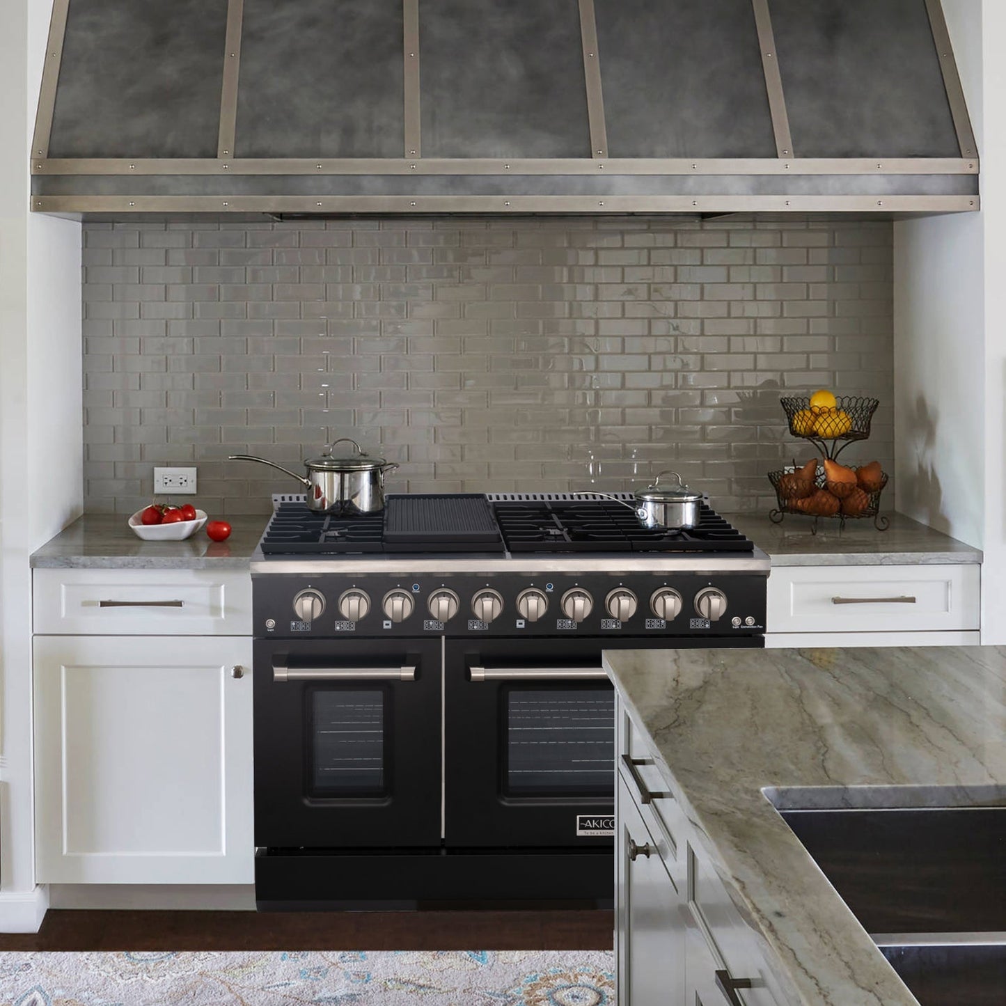 48" Slide-in Freestanding Professional Style Gas Range with 6.7 Cu. Ft. Oven, 8 Burners, AK-JK48A1-B